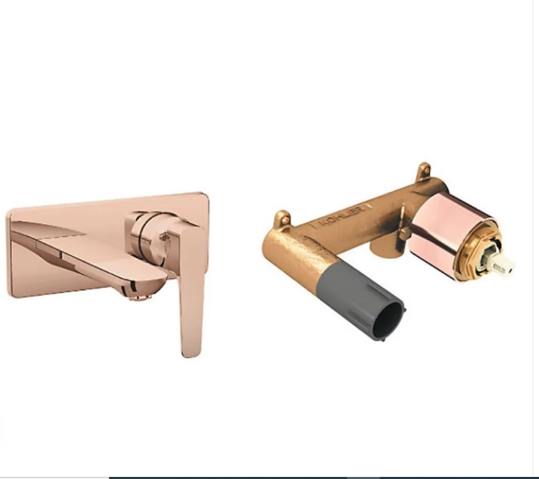ALEO+ WALLMOUNT LAV FAUCET TRIM+VALVE IN ROSE GOLD