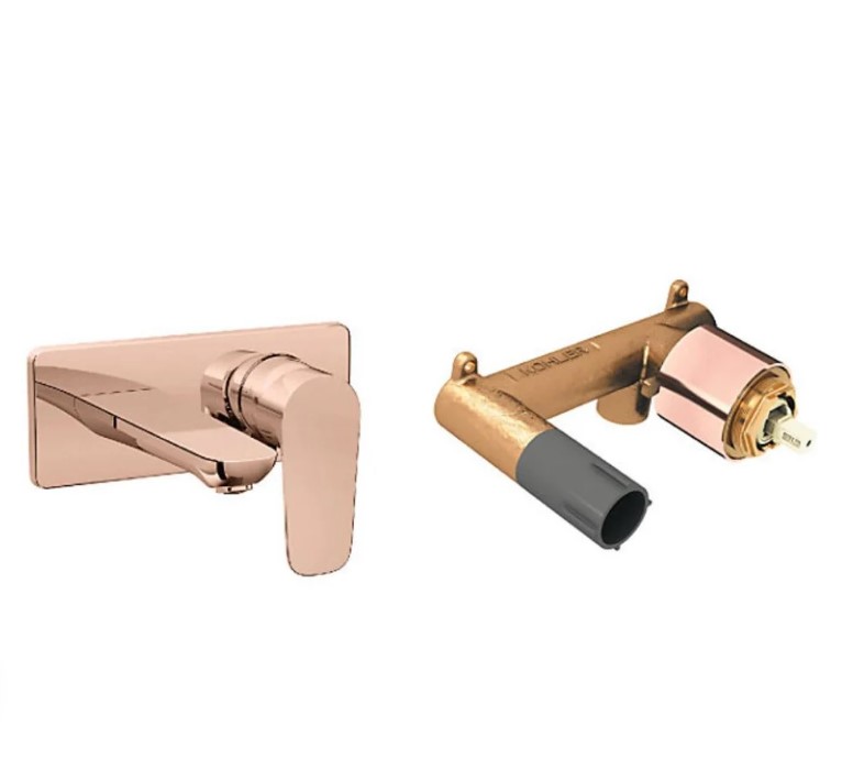 ALEO WALL MOUNT LAV FAUCET TRIM+VALVE IN ROSE GOLD